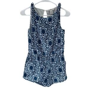 Vineyard Vines Girls Tile Medallion Blue and White Coastal Romper Size L(14)